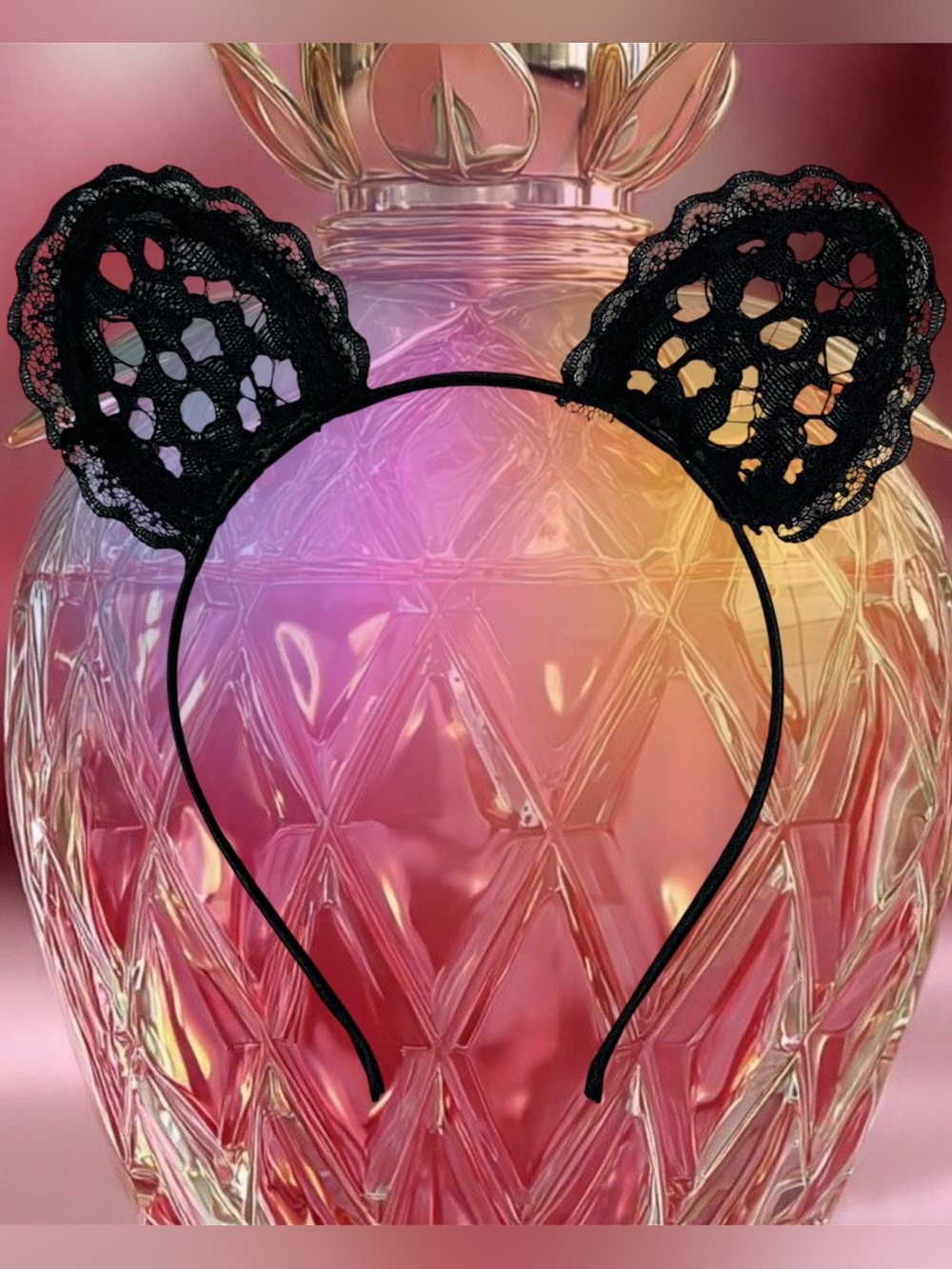 Black Lace Cat Ears Headband